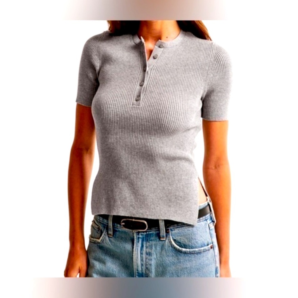 Abercrombie & fitch Slim Henley Sweater Tee Gray Size Small